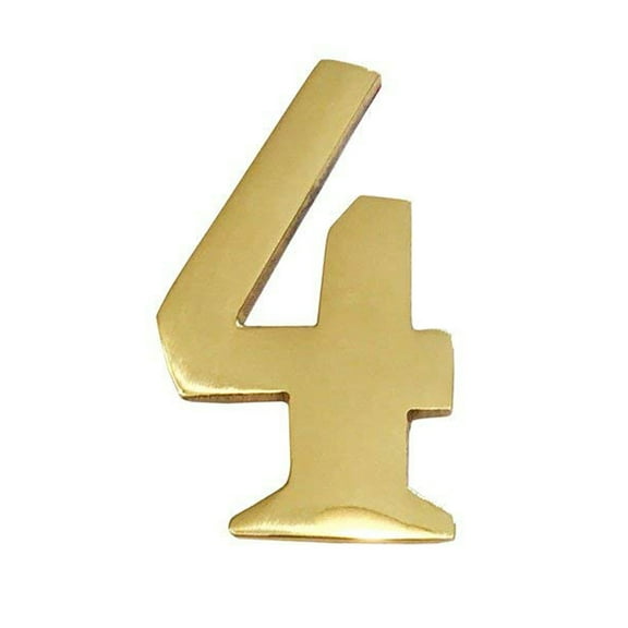 2-Inch Brass Mailbox Number 4 Self Adhesive Floating #4 Numbering for Address Plaque, Home, Door, & Business