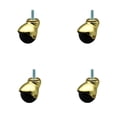 thumbnail image 1 of 2 Inch Bright Brass Hooded 3/8 Inch Threaded Stem Ball Casters Set of 4 SCC, 1 of 2