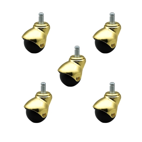 2 Inch Bright Brass Hooded Grip Ring Ball Casters Set of 5 Service Caster