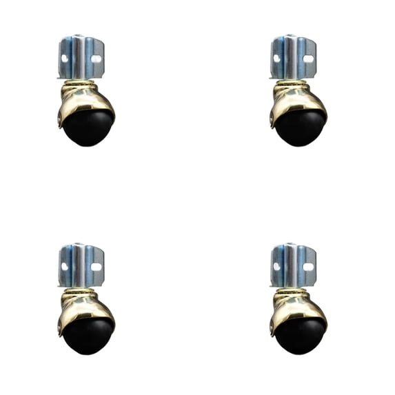 2 Inch Bright Brass Polyolefin Ball Caster– Corner Mount Bracket – Set of 4–SCC