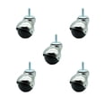 thumbnail image 1 of 2 Inch Bright Chrome Hooded 5/16 Inch Threaded Stem Ball Caster Set of 5 SCC, 1 of 2