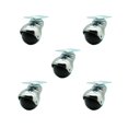thumbnail image 1 of 2 Inch Bright Chrome Hooded Top Plate Ball Casters Set of 5 Service Caster, 1 of 2