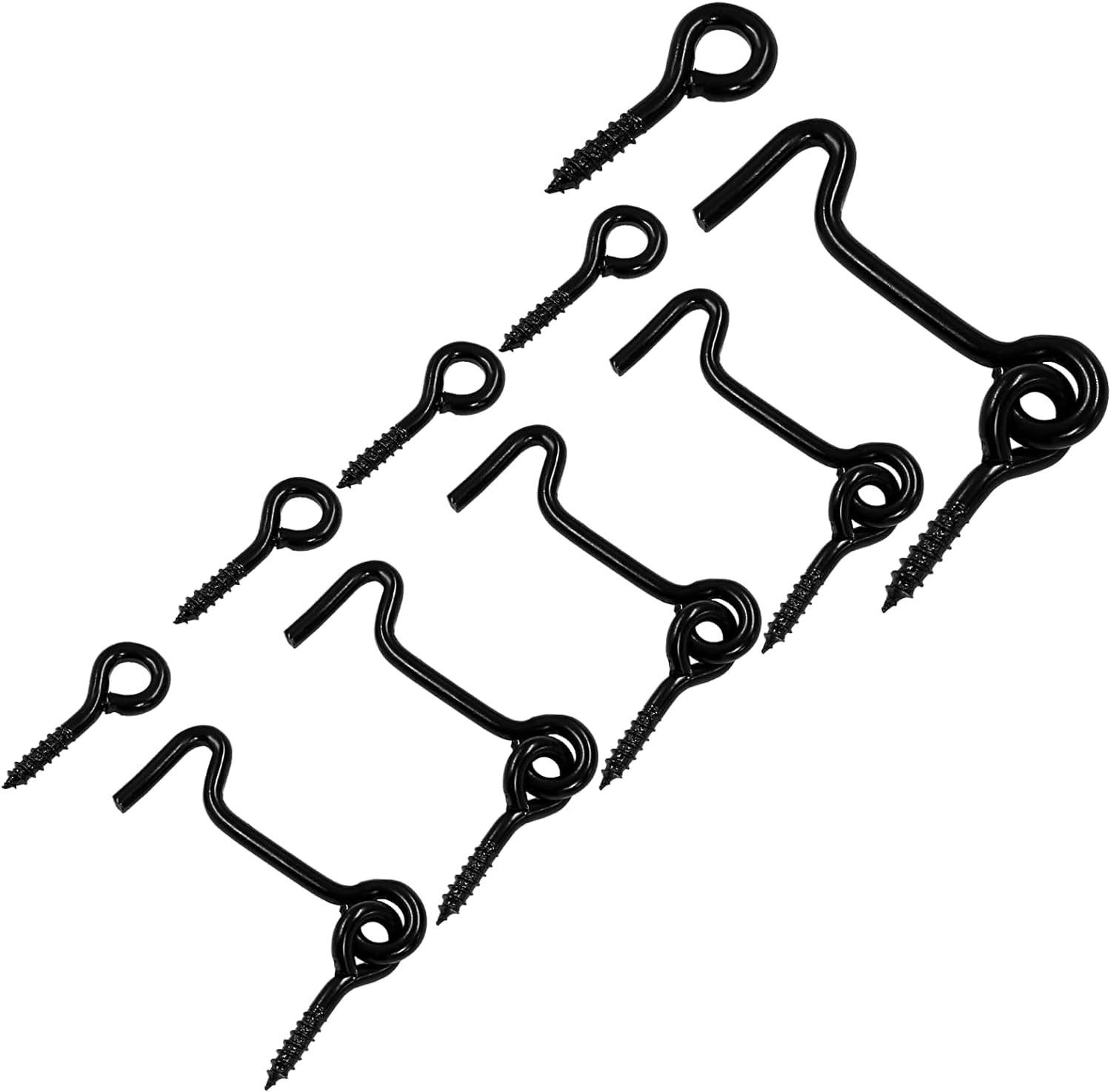 5-Pack Black Cabin Hook Latches - 1.7 Inch Steel Door & Window Locks For Sliding Barn Doors