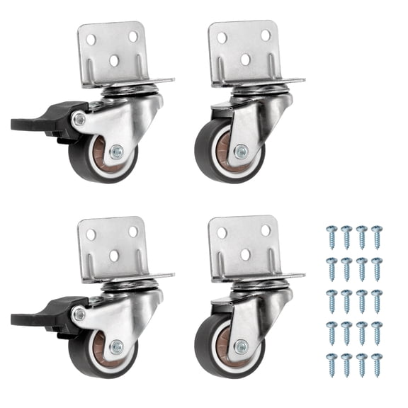 Uxcell Caster Wheels Swivel Casters with L-Bracket for Furniture and Carts 1"