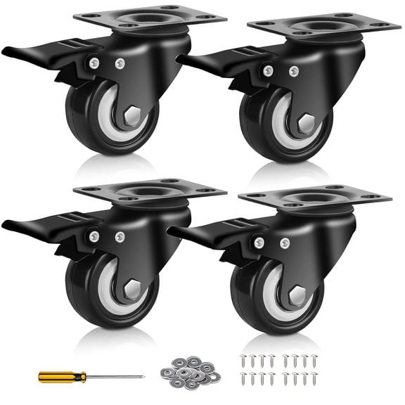 YAEMIKY 2" Caster Wheels Set of 4, Plate Casters ,Premium Polyurethane Swivel Caster Wheels for Cart,Furniture,Workbench(Hardware Included)