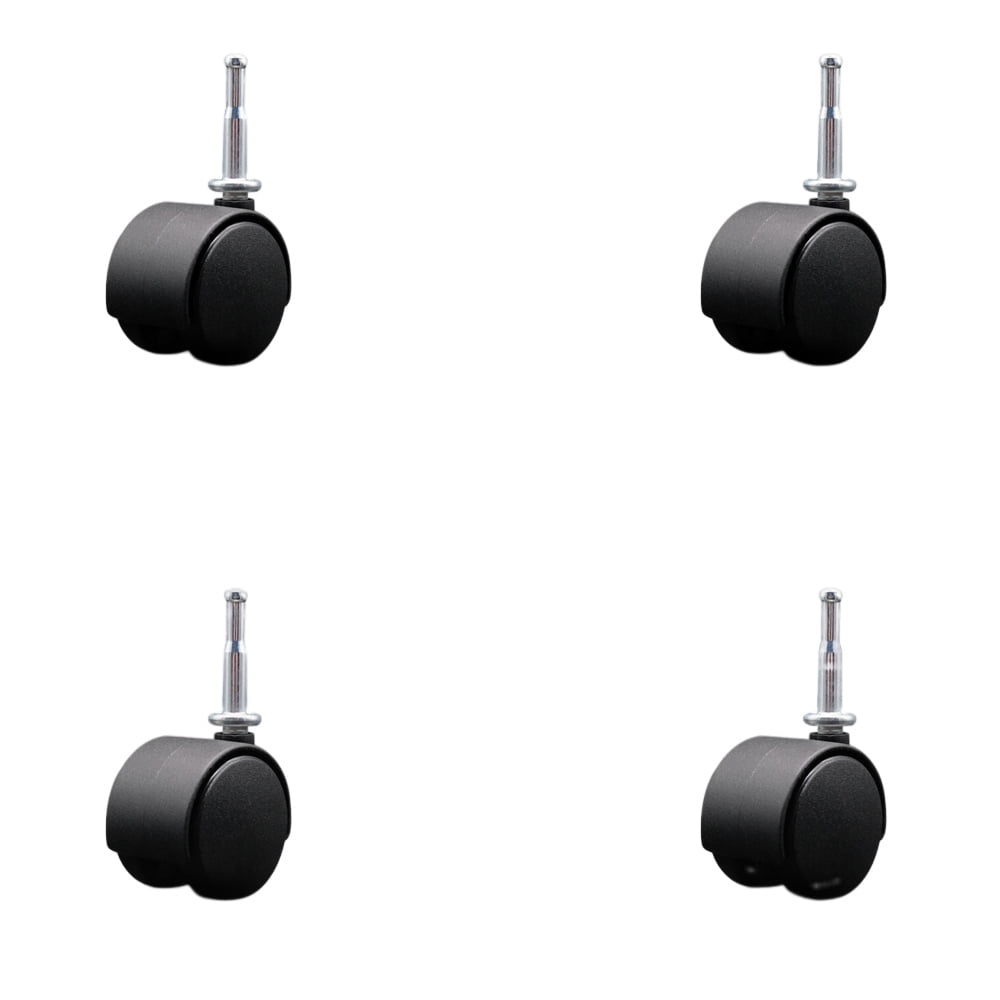 2 Inch Chair Casters Nylon Hooded Twin Wheel 5/16” Grip Neck Stem Set of 4 SCC