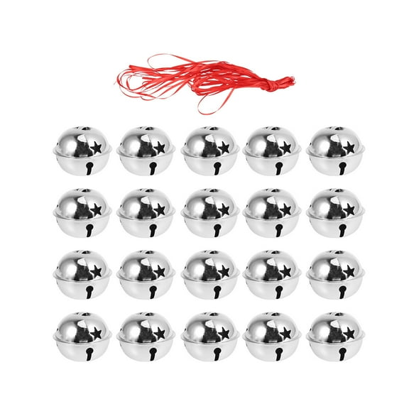 2 Inch Christmas Bells, Christmas Star Cutout Colorful Sleigh Bell Ornament Metal Craft Bells for Gift Wrapping Christmas Tree Decor (SiLver,21 Pcs)