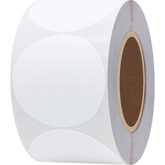 2 Inch Circle Thermal Sticker Labels, Self-Adhesive Round Direct Thermal Labels for Custom Logo, Name Tag, Barcode, QR Code, Address (300 Labels/Roll)