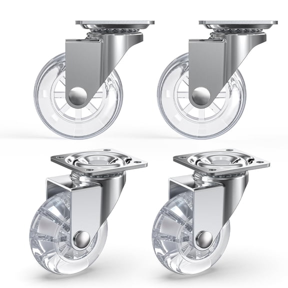 2 Inch Clear Casters,Maximum Load Capacity 265lbs Set of 4, 360 Degree Swivel Casters, for Furniture and Workbench, Crystal Clear Wheels for DIY Projects