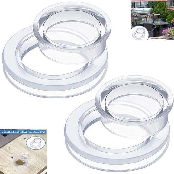 2 Inch Clear Silicone Umbrella Hole Plug & Cap Set, Standard Size Patio Table Hole Replacement for Outdoor Glass/Acrylic Tables 2PCS