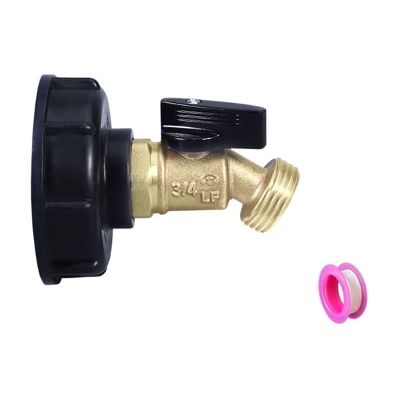 2 Inch Coarse Thread IBC Tank Adapter Brass Garden Hose Connector with Shut Off Valve 3/4 Inch Hose Bibb for Portable Water Tank, Garden Irrigation, Industrial Use & European Standard Containers