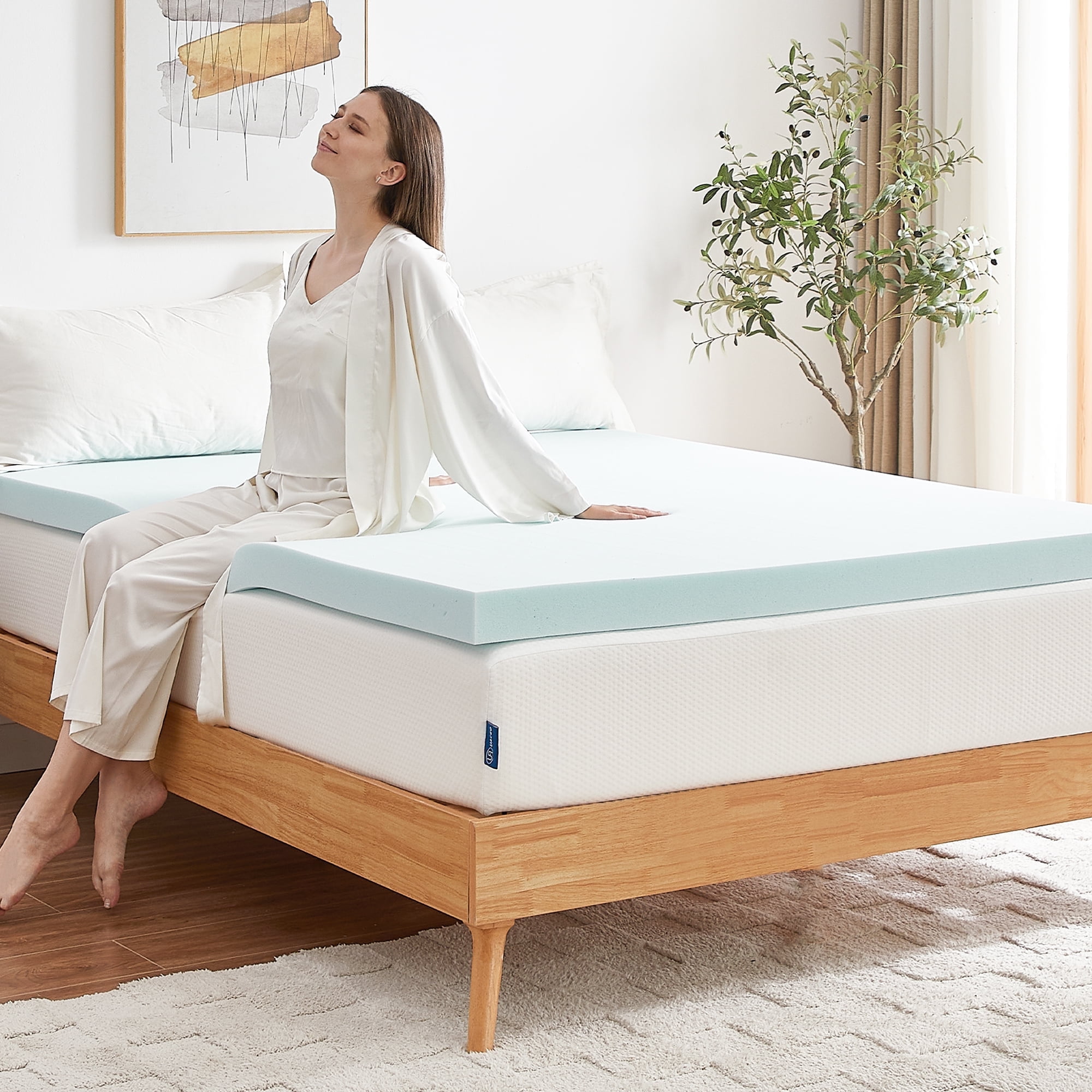 VALUXE 3 Inch Gel Memory Foam Mattress Topper - Twin Size, High Density Cooling Pad With Removable Bamboo Cover, CertiPUR-US Certified