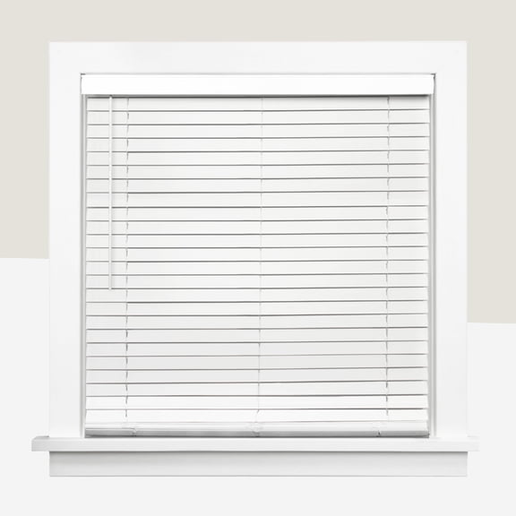 2 Inch Cordless Faux Wood Blinds, Room Darkening Smooth PVC Window Shades, Cordless Lift, Light Control Privacy, Inside Outside Mount, Moisture Resistant, White 34 x 48 Inches
