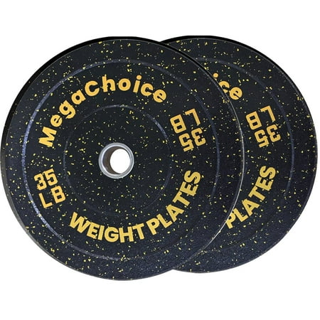 2-Inch Crumb Rubber Bumper Plates Set, High-Density Color-Coded Weight Plates 10/15/25/35/45Lbs Pairs, Shock-Absorbing Noise-Reducing Weightlifting Plates for Home Gym, Black