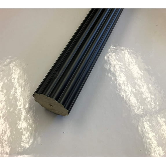 2 Inch Diameter Drapery Wood Fluted Curtain Rod 8 FT (Black)