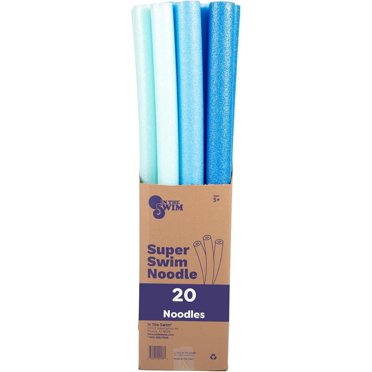 In The Swim Jumbo Pool Noodles - 20 Pack, 3-Inch Diameter Floating Foam Noodles, 3 Blue Shades