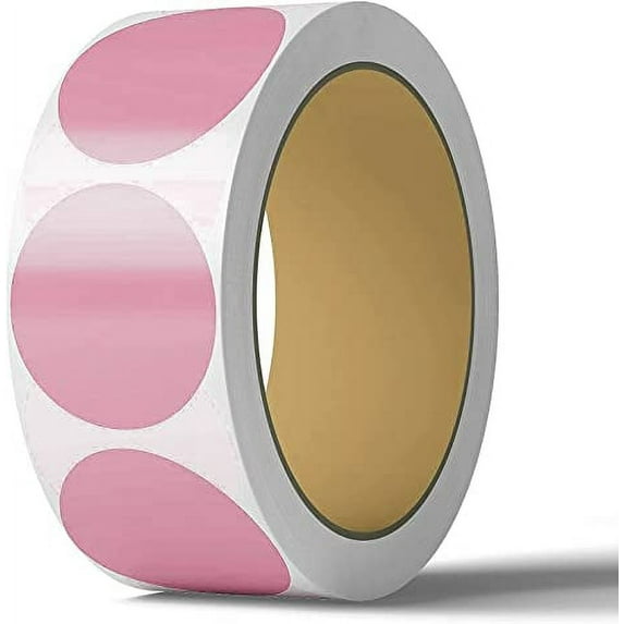 2 Inch Dot Matte Pink Color Code Labels for Color Coding and Organization, Round Coloured Easy to Peel, Strong Self Adhesive Dot Stickers, 500 Stickers Per Roll