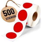 2 Inch Dot Matte Red Color Code Labels for Color Coding and Organization, Round Coloured Easy Peel Strong Self Adhesive Dot Stickers 500 Stickers Per Roll