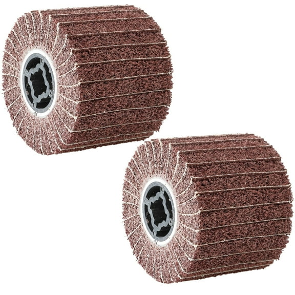 2 Inch Drum Sander, Stainless Steel Abrasive Nylon Brush Wheels, 2pcs Power Tool Accessories, Quality Brown Sandpaper for Polishing and Grinding, Multi-Layer Structure