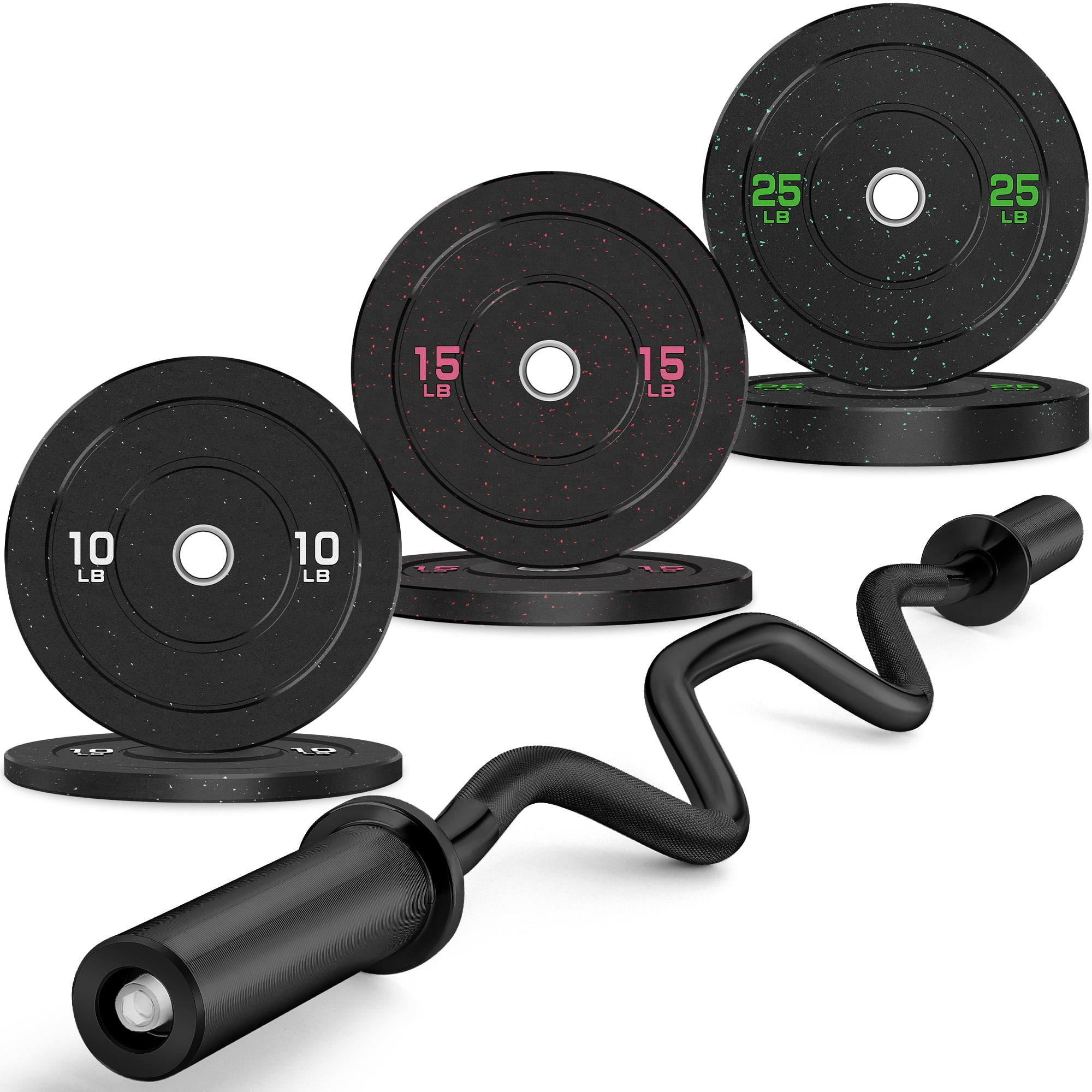 2 Inch EZ Curl Bar with Weights, 100LBS Weight Capacity Olympic Curl Barbell for Bicep, Tricep and Weight Lifting Exercises