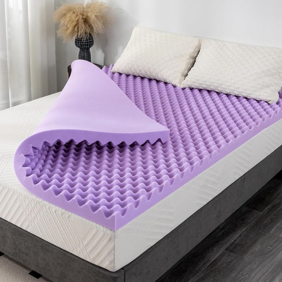 2 Inch Egg Crate Full Memory Foam Mattress Topper Purple 54"75"