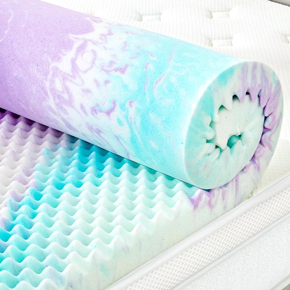 2 Inch Egg Crate Memory Foam Mattress Topper Twin Size, Soft Mattress Pad for Back Pain Relief, Bed Topper, CertiPUR-US Certified, Colorful
