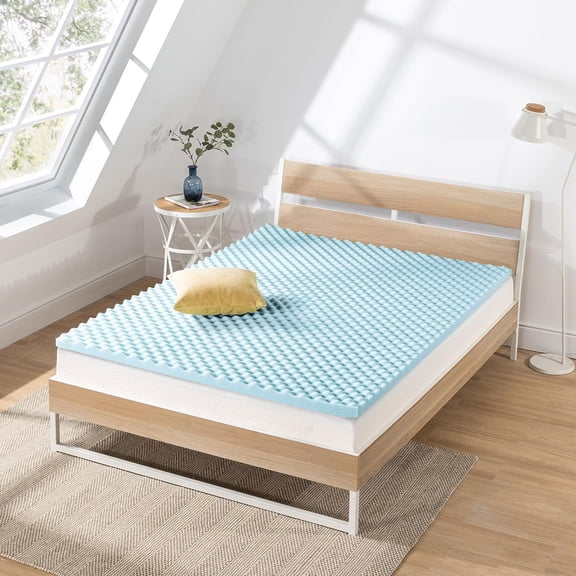 2 Inch Egg Crate Memory Foam Topper King Size Blue Cooling Gel Infusion