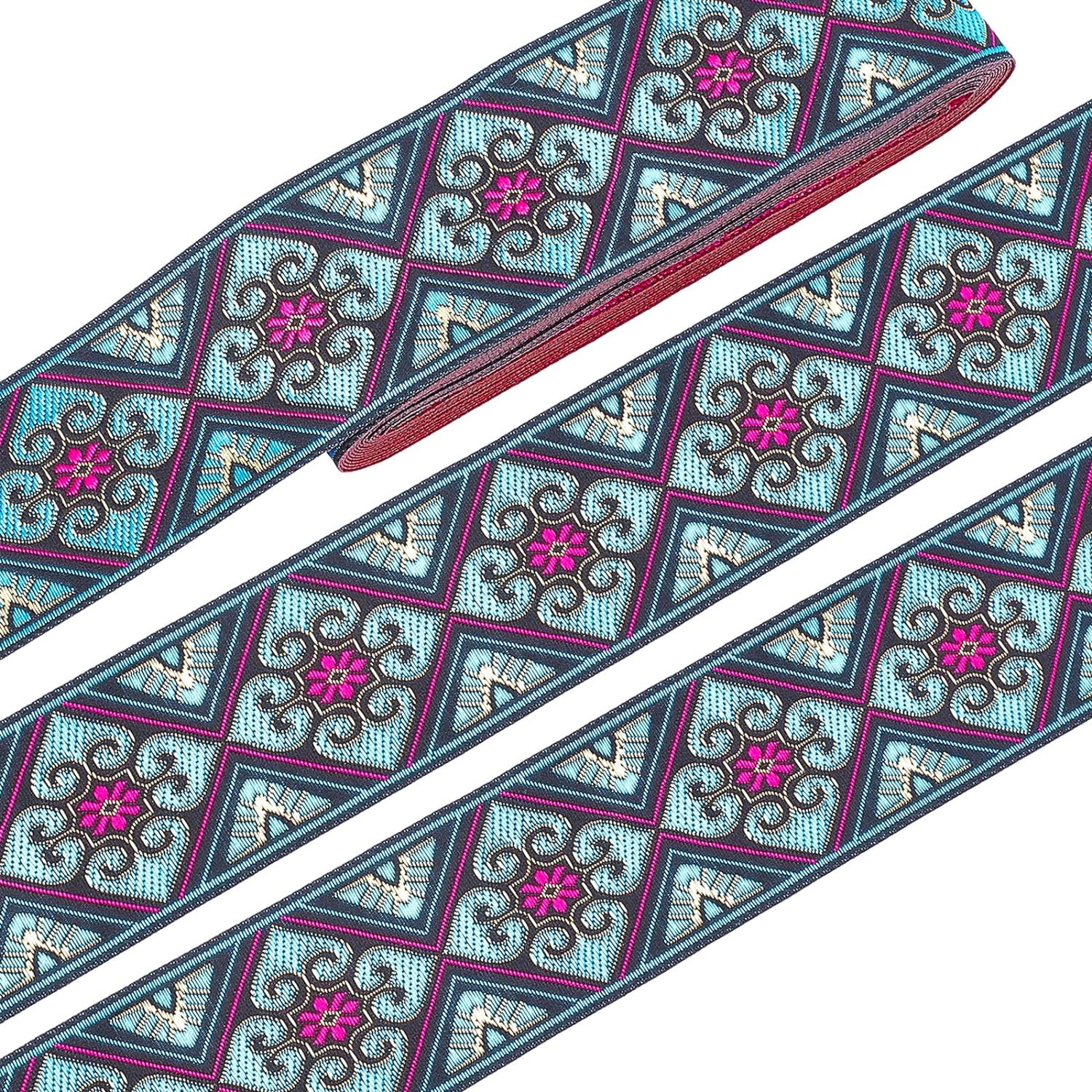 2 Inch Embroidered Woven Ribbon 7 Yards Vintage Jacquard Ribbon Boho ...