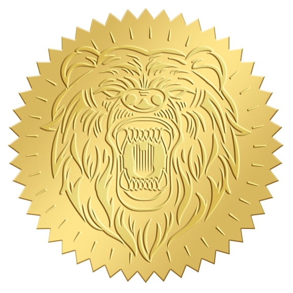 2 Inch Envelope Seals Stickers Bear 100pcs Embossed Foil Seals Adhesive Gold Foil Seals Stickers Label Wedding Invitations Envelopes Gift