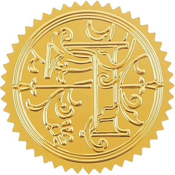 2 Inch Envelope Seals Stickers Letter L 100pcs Embossed Foil Seals Adhesive Gold Foil Seals Stickers Label DIY for Wedding Invitations Envelopes Gift Packaging