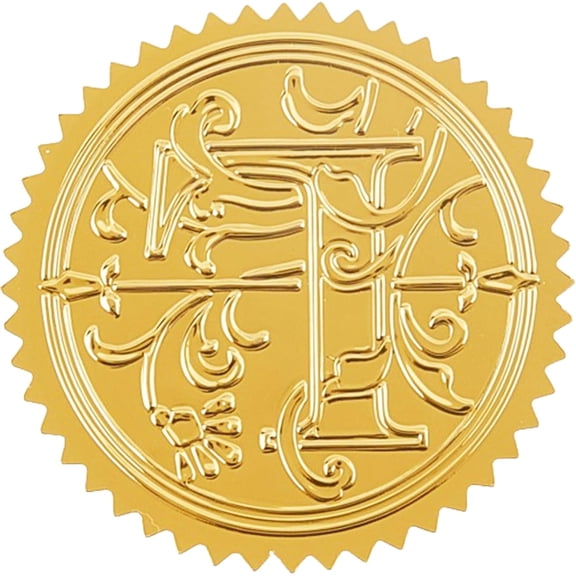 2 Inch Envelope Seals Stickers Letter L 100pcs Embossed Foil Seals Adhesive Gold Foil Seals Stickers Label for Wedding Invitations Envelopes Gift Packaging Gold