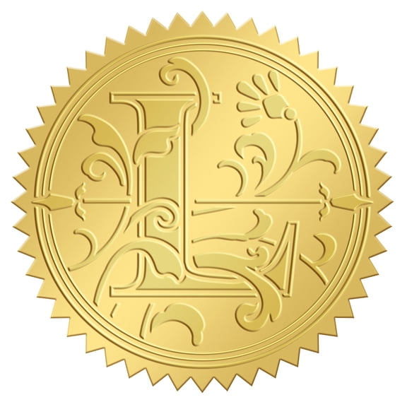 2 Inch Envelope Seals Stickers Letter L 100pcs Embossed Foil Seals Adhesive Gold Foil Seals Stickers Label for Wedding Invitations