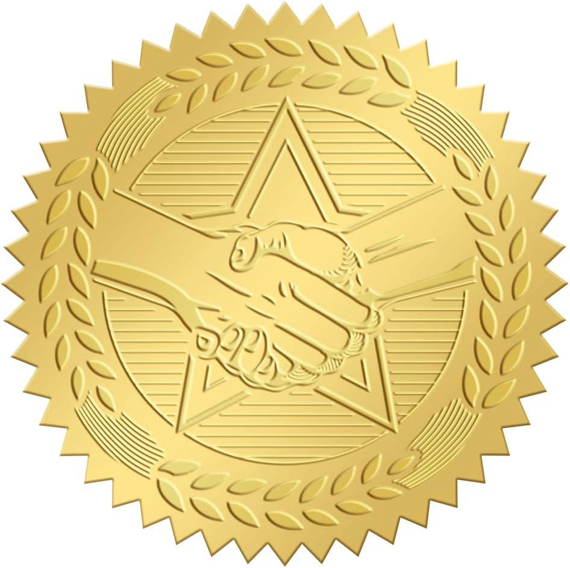 2 Inch Envelope Seals Stickers Shake Hands 100pcs Embossed Foil Seals