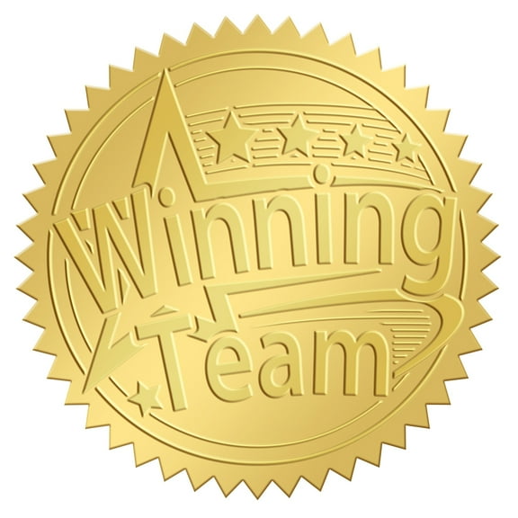 2 Inch Envelope Seals Stickers Winning Team 100pcs Embossed Foil Seals Adhesive Gold Foil Seals Stickers Label for Envelopes