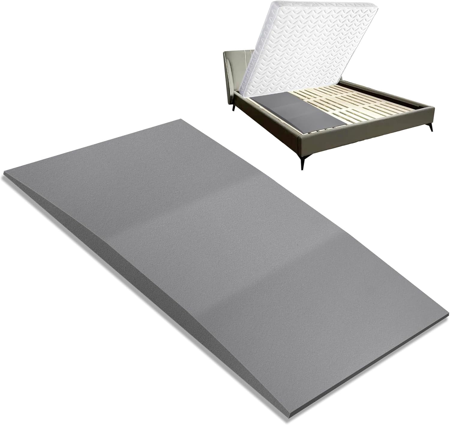 50D High-Density Sponge Mattress Support – 2” Thick Black Bed Board To Fix Sagging Beds (60” X 24” X 2”)