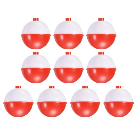 2 Inch Fishing Bobbers, Plastic Push Button Round Fishing Float, Red and White 10 Pack