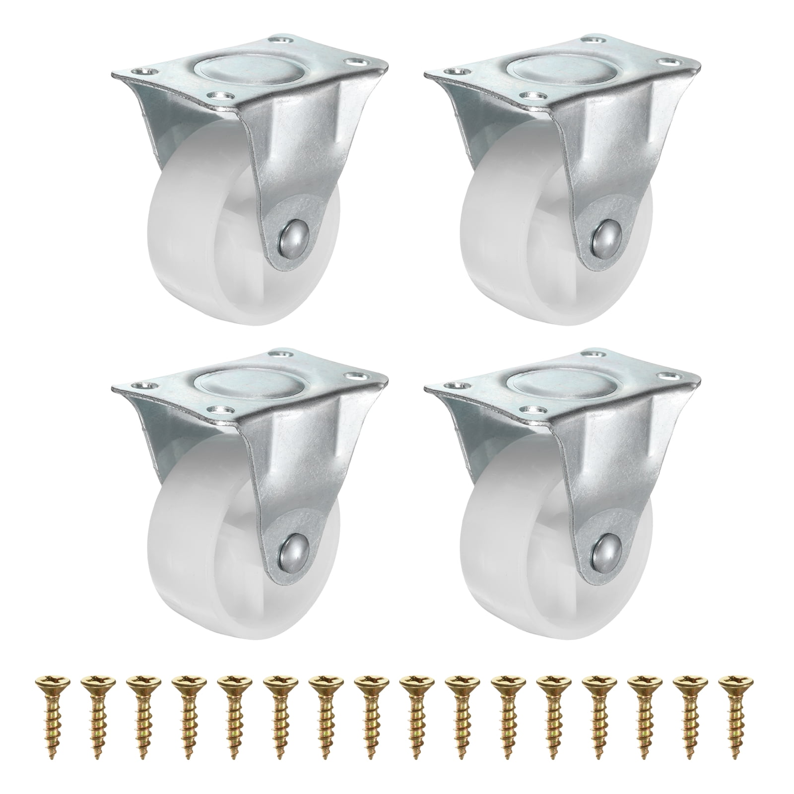 1.25 Inch Small Side Mount Caster Wheels, Mini Low Profile Casters Set Of 4, Non Swivel Rigid Casters Wheels For Furniture, Drawers, Trays, DIY Project, Load 140Lbs/Set