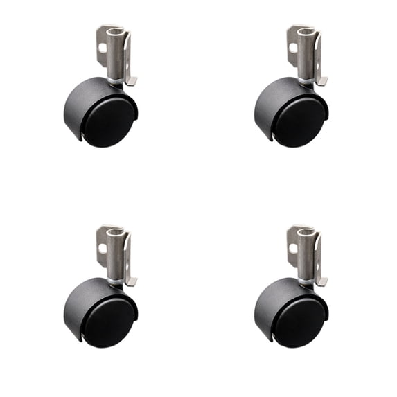 2 Inch Flat Black Hooded Nylon Twin Wheel Caster with Inside Mount Set SCC