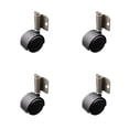 thumbnail image 1 of 2 Inch Flat Black Hooded Nylon Twin Wheel Casters with Side Mount Set SCC, 1 of 2