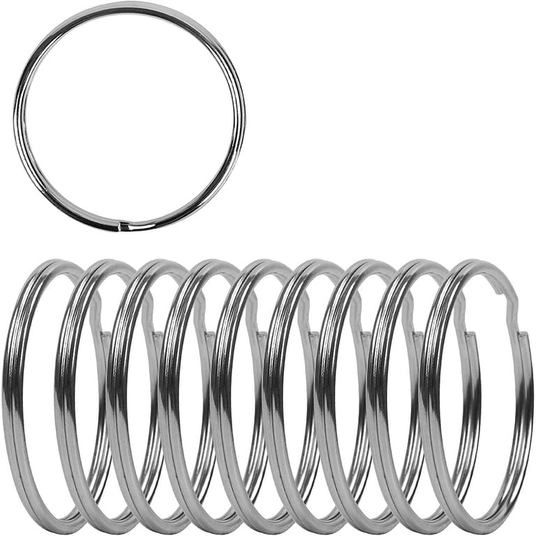 2 Inch Flat Key Rings - Large Split Key Rings - Silver Steel Round Edged  Circular Keychain Ring Clips - Sturdy Key Chain Ring Connector (Pack of 10)