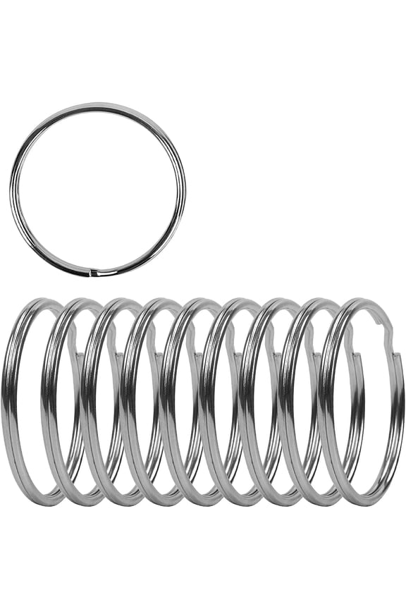 2 Inch Flat Key Rings - Large Split Key Rings - Silver Steel Round Edged Circular Keychain Ring Clips - Sturdy Key Chain Ring Connector (Pack of 10)