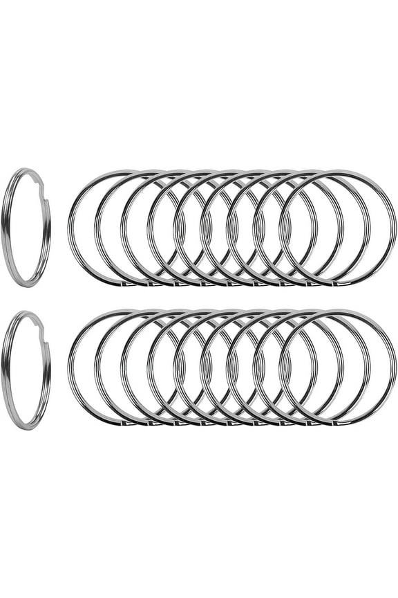 2 Inch Flat Key Rings - Large Split Key Rings - Silver Steel Round Edged Circular Keychain Ring Clips - Sturdy Key Chain Ring Connector (Pack of 20)