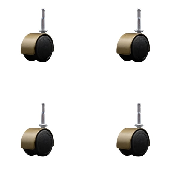2 Inch Floor Safe Antique Hooded Twin Wheel Caster Grip Neck Stem Set of 4