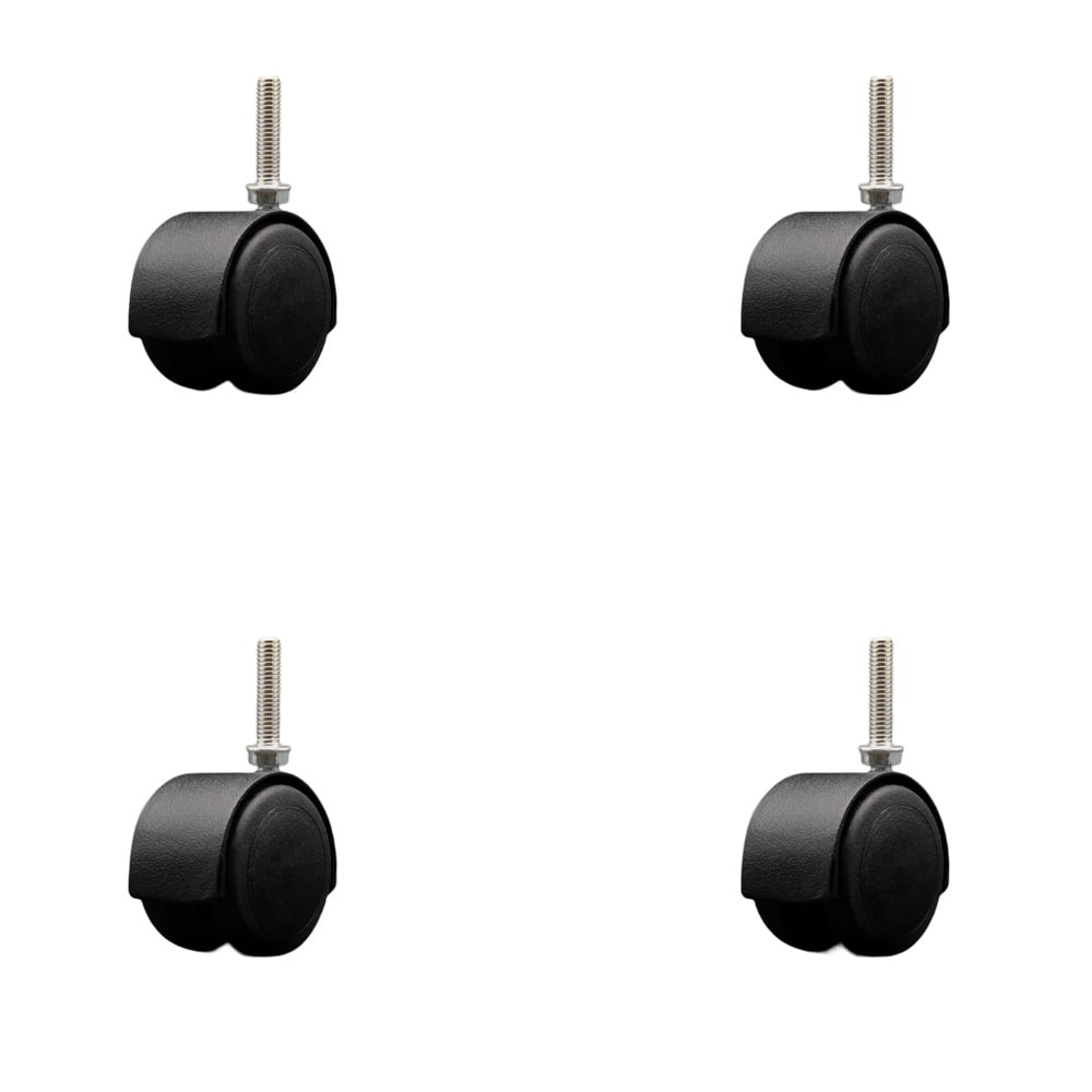 2 Inch Floor Safe Office Chair Casters Flat Black Metal Hooded Twin