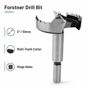 2 Inch Forstner Drill Bit for Woodworking, 50mm Multi-Tooth Wood Boring Bit for Hinge Holes, Heavy Duty Alloy Steel Hole Saw for Cabinetry
