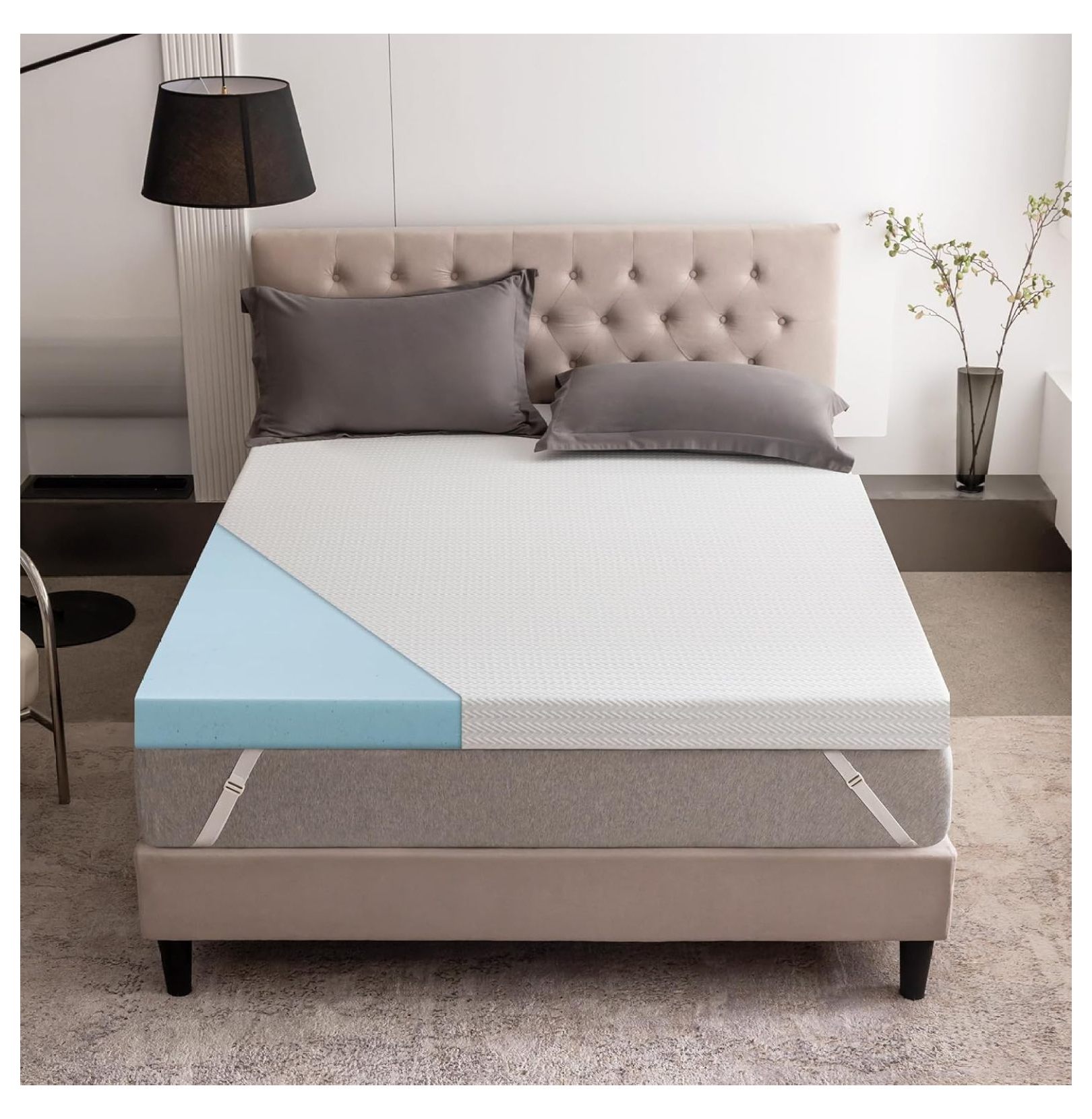 2 Inch Full Gel Memory Foam Mattress Topper, Cooling Bed Topper with