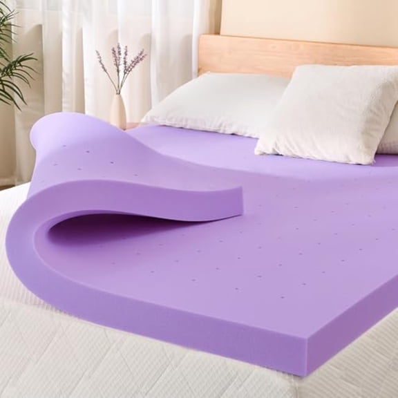 2 Inch Full Lavender Scented Memory Foam Mattress Topper for Pressure Relieving Ventilated for Cooling Sleep CertiPUR-US Certified Medium Feel Mattress Pad in a Box 54x75 Full Size