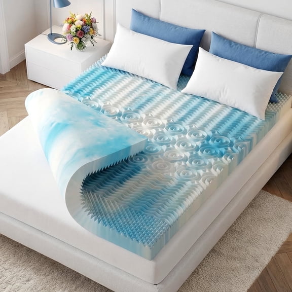 2 Inch Full Memory Foam Mattress Topper, 5-Zone Support, Cooling Gel