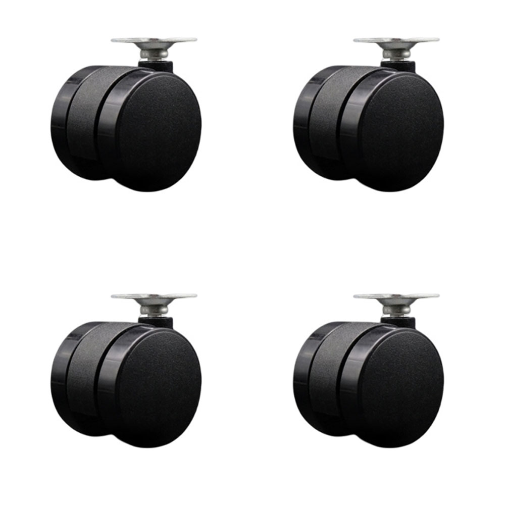 2 Inch Furniture Casters Nylon Twin Wheel Top Plate Set of 4 Service Caster