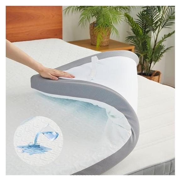 2 Inch Gel Memory Foam Mattress Topper Full Size, Bed Mattress Topper Waterproof for Body Support & Pressure Relief, with Removable Cover, Soft & Breathable, Gray